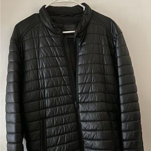 Leather puffer jacket